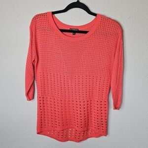 Express Lightweight Sweater Womens S Small Cutouts 3/4 Sleeve Seasonal Layering